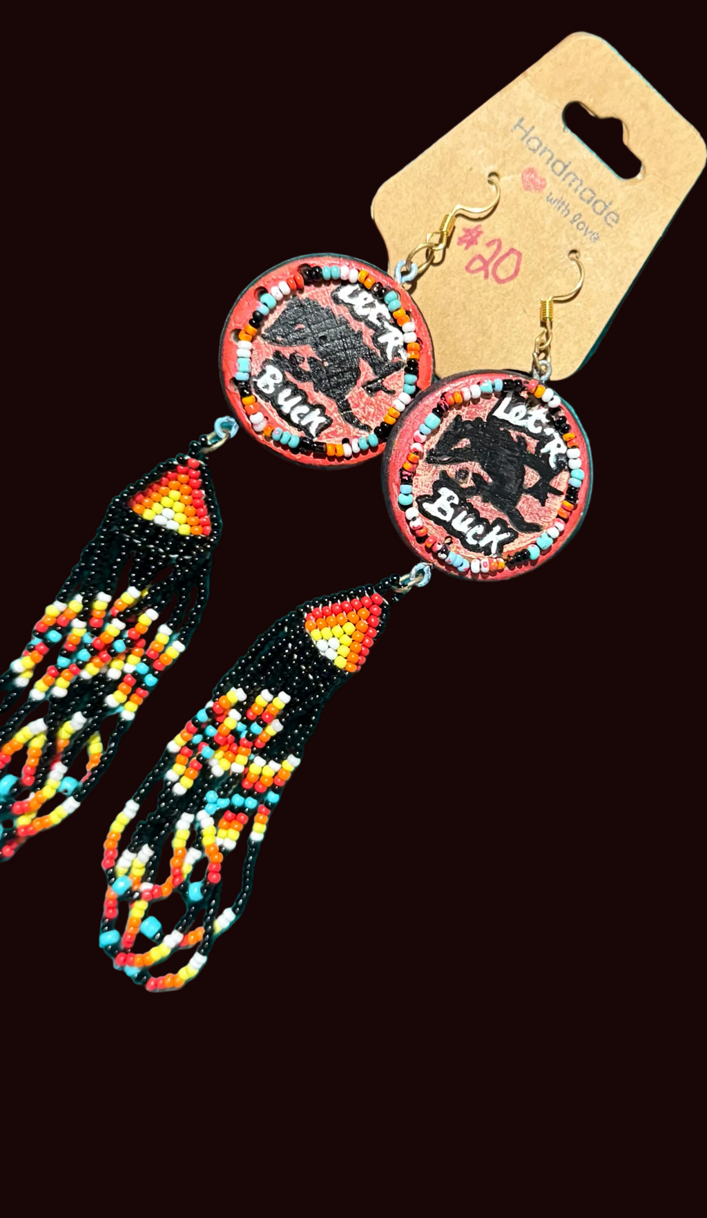 Pendleton whiskey bottle top beaded earrings