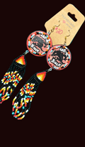 Pendleton whiskey bottle top beaded earrings